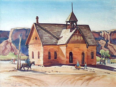 Edith Hamlins painting of a 1949 scene in Bluff