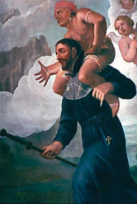 Portion of a mural of Francis Xavier and a dream