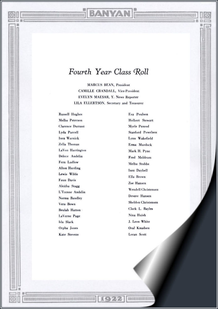 1922 Class List, BYH