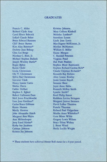 1965 BYH Graduation Program 4 - Names