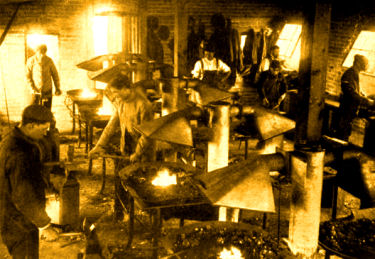 Industrial Arts Building interior with forges 1904