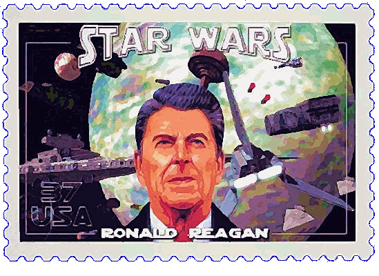 Ronald Reagan faux Star Wars stamp - gouche